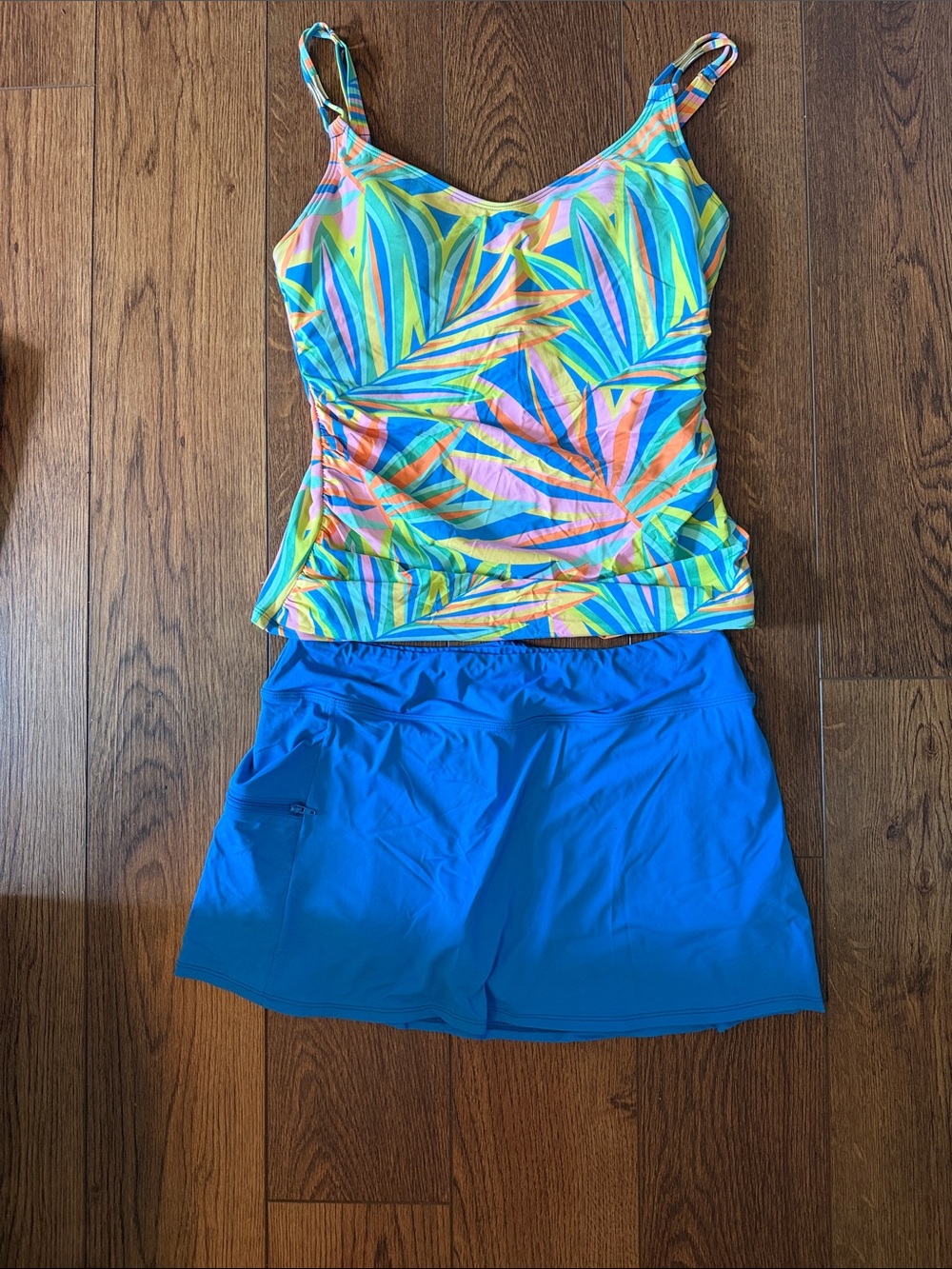 Bleu Rod Beattie Tropical Print Tankini Top with Royal Blue Swim Skort